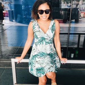 Tropical leaves print floral dress - Mini